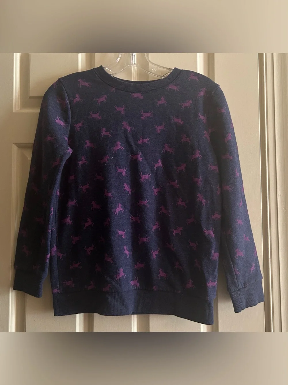 Cat & Jack Girls Purple Pink Unicorn Print Heather Blue Crewneck Sweatshirt Size
